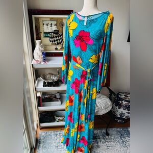 Vibrant Floral Jumpsuit in Blue and Yellow